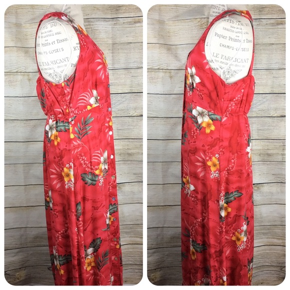 Croft & Barrow Long Red Hawaiian Dress S:16 - Picture 2 of 8